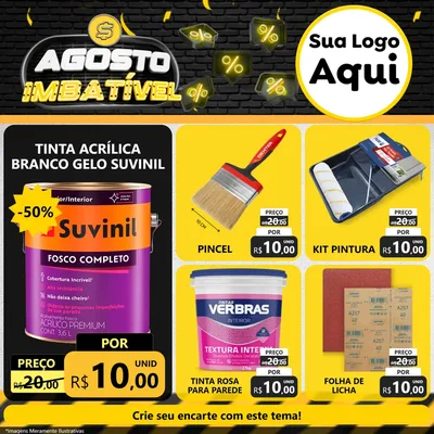 Modelo de Rede Social para Feed Facebook com o tema Agosto Imbatível para Tintas e Ferramentas