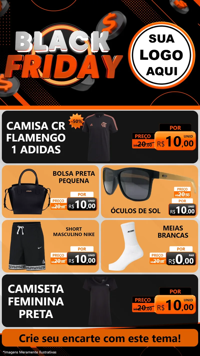 Modelo de TV para TV Vertical com o tema Black Friday para Roupas e acessórios