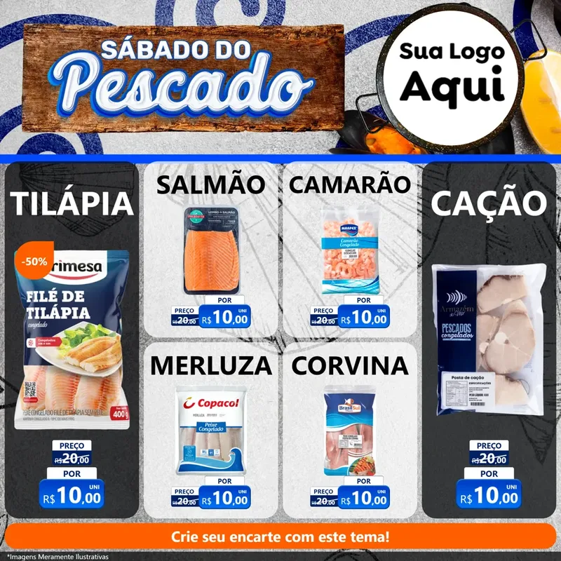 Modelo de Rede Social para Feed Facebook com o tema Sábado do Pescado para Peixaria