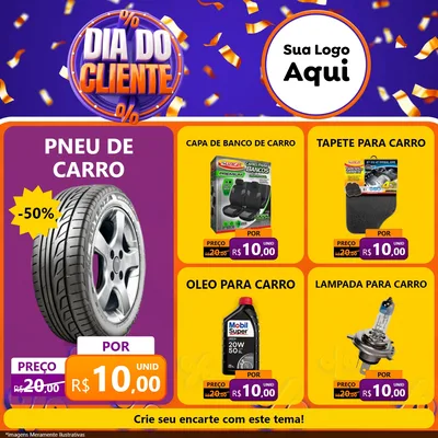 Modelo de Rede Social para Feed Facebook com o tema Dia do Cliente para Auto peças