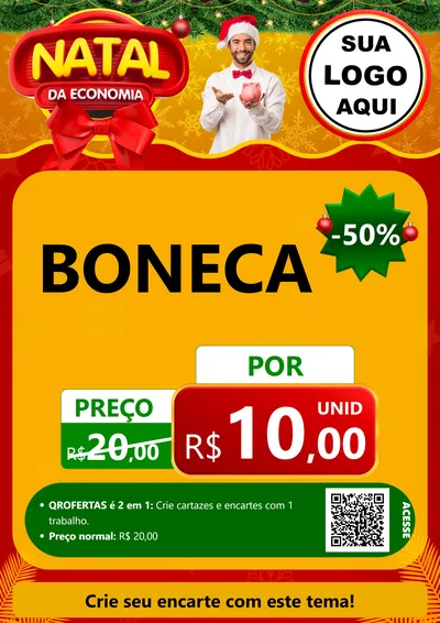 Modelo de Cartaz para Cartaz A4 Vertical com o tema Natal da Economia para Brinquedos