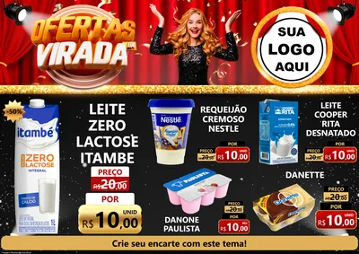 Modelo de Encarte para Encarte A4 Horizontal com o tema Ofertas da Virada para Frios e Laticínios