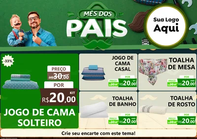 Modelo de Encarte para Encarte A4 Horizontal com o tema Mês dos Pais para Cama, Mesa e Banho