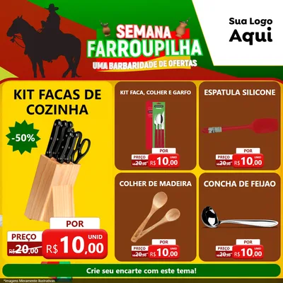 Modelo de Rede Social para Feed Facebook com o tema Semana Farroupilha - Uma Barbaridade de Ofertas para Utilidades Domésticas