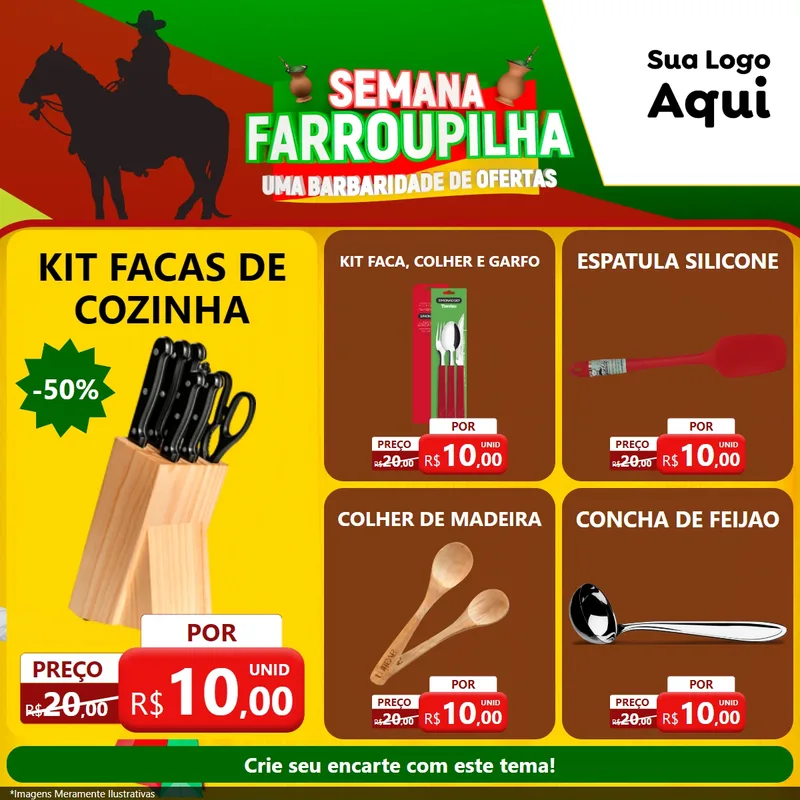 Modelo de Rede Social para Feed Facebook com o tema Semana Farroupilha - Uma Barbaridade de Ofertas para Utilidades Domésticas