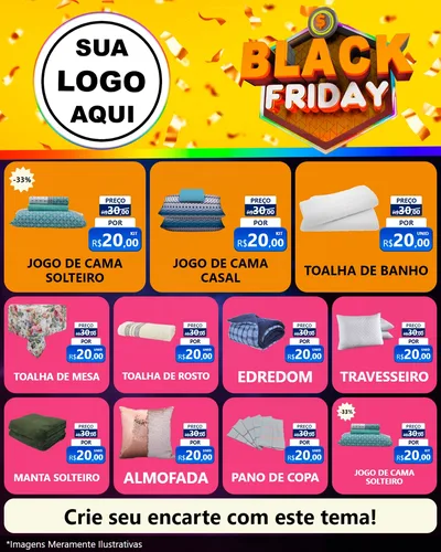 Modelo de Rede Social para Feed Instagram com o tema Black Friday para Cama, Mesa e Banho