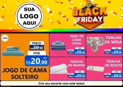Modelo de Encarte para Encarte A4 Horizontal com o tema Black Friday para Cama, Mesa e Banho