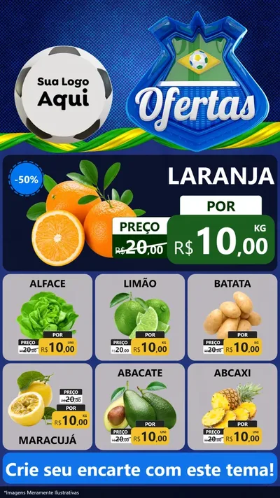 Modelo de Rede Social para Stories com o tema Ofertas (Futebol) para Hortifrúti