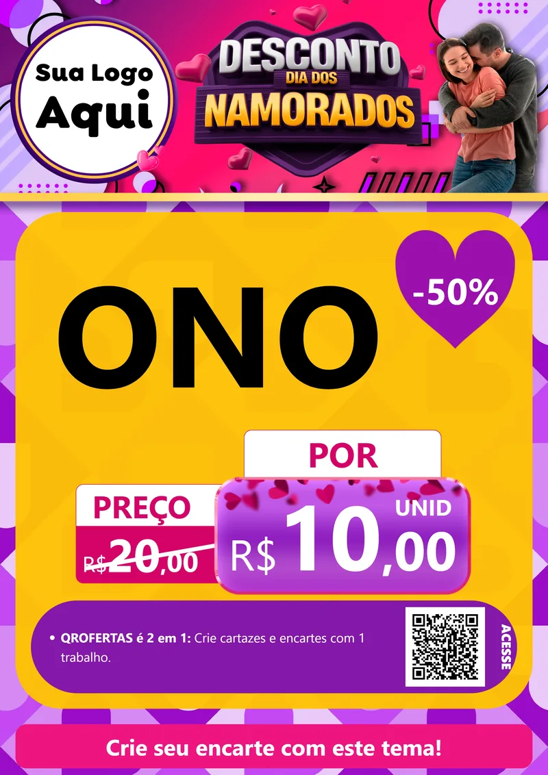 Modelo de Cartaz para Cartaz A4 Vertical com o tema Desconto Dia dos Namorados para Óticas
