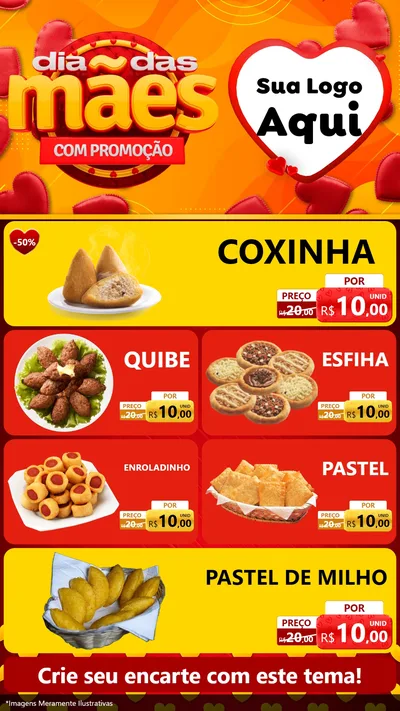 Modelo de TV para TV Vertical com o tema Dia das Mães com Promoção para Salgadaria