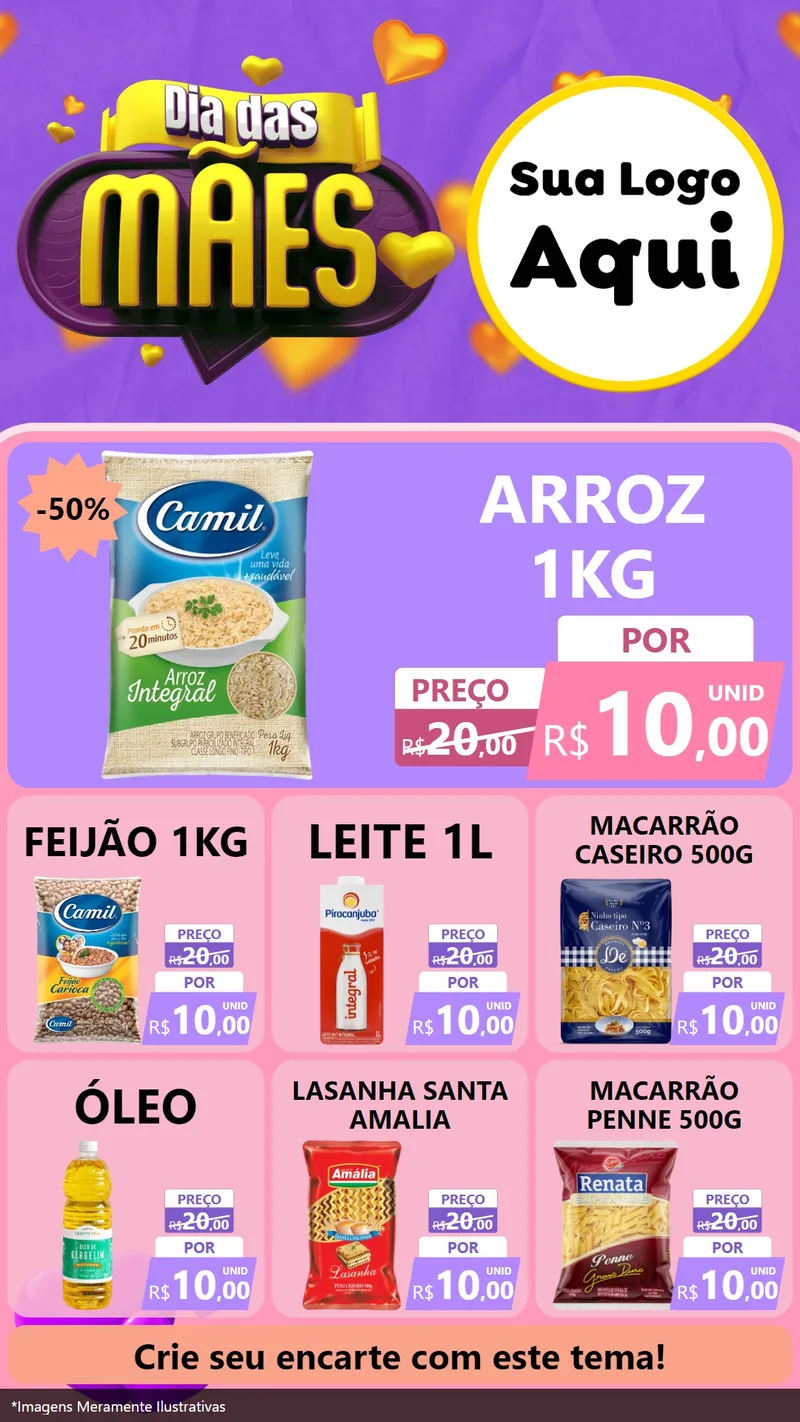 Modelo de Rede Social para Stories com o tema Dia das Mães para Supermercado