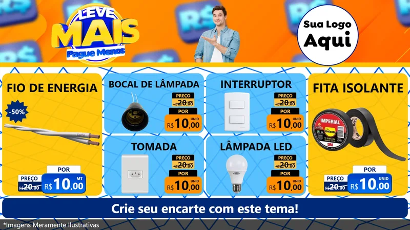 Modelo de TV para TV Horizontal com o tema Leve Mais, Pague Menos para Materiais Elétricos