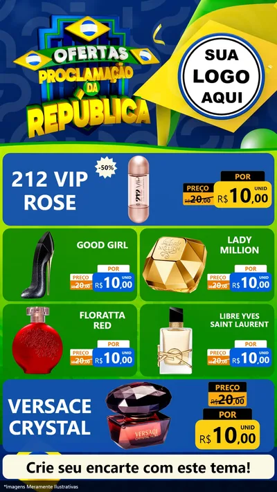 Modelo de TV para TV Vertical com o tema Ofertas Proclamação da República para Perfumes