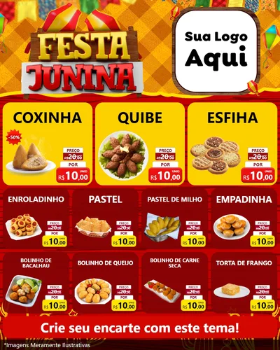 Modelo de Rede Social para Feed Instagram com o tema Festa Junina para Salgadaria