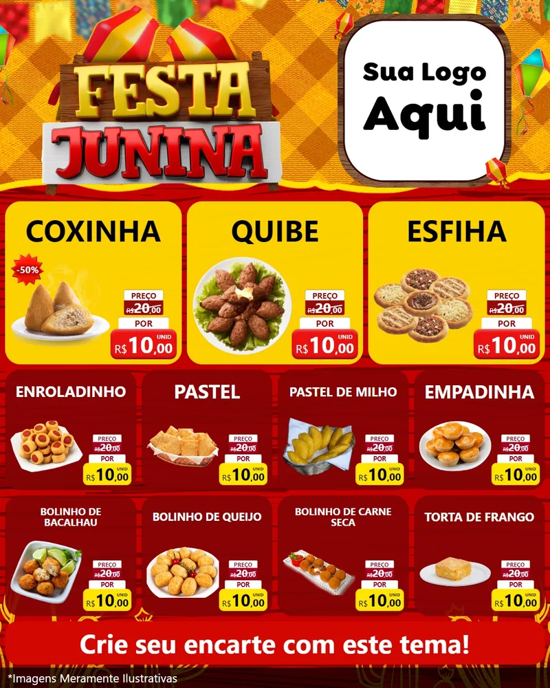 Modelo de Rede Social para Feed Instagram com o tema Festa Junina para Salgadaria