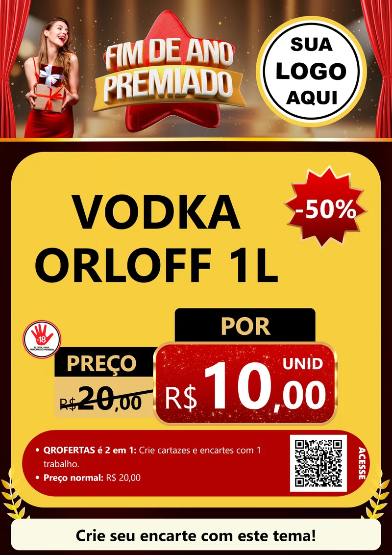 Modelo de Cartaz para Cartaz A4 Vertical com o tema Fim de Ano Premiado para Distribuidora de bebidas
