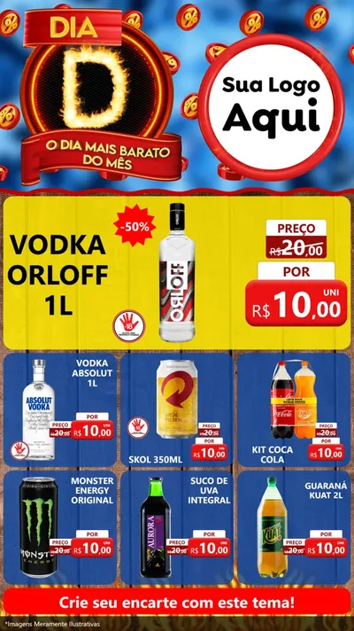 Modelo de Rede Social para Stories com o tema Dia D - O Dia Mais Barato Do Mês para Distribuidora de bebidas