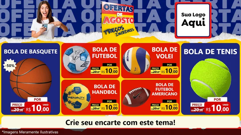 Modelo de TV para TV Horizontal com o tema Ofertas de Agosto - Preços Incríveis para Artigos Esportivos