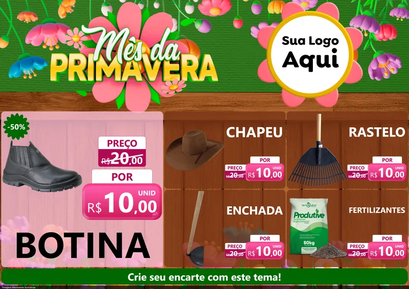 Modelo de Encarte para Encarte A4 Horizontal com o tema Mês da Primavera para Agropecuária