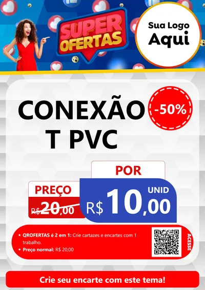 Modelo de Cartaz para Cartaz A4 Vertical com o tema Super Ofertas para Tubos e conexões