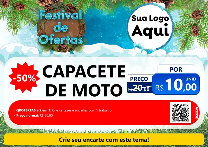 Modelo de Cartaz para Cartaz A4 Horizontal com o tema Festival de Ofertas - Inverno para Moto peças