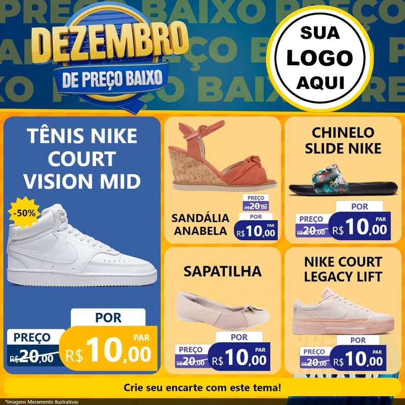 Modelo de Rede Social para Feed Facebook com o tema Dezembro de Preço Baixo para Calçados