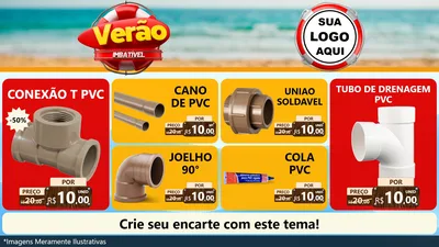 Modelo de TV para TV Horizontal com o tema Verão Imbatível para Tubos e conexões