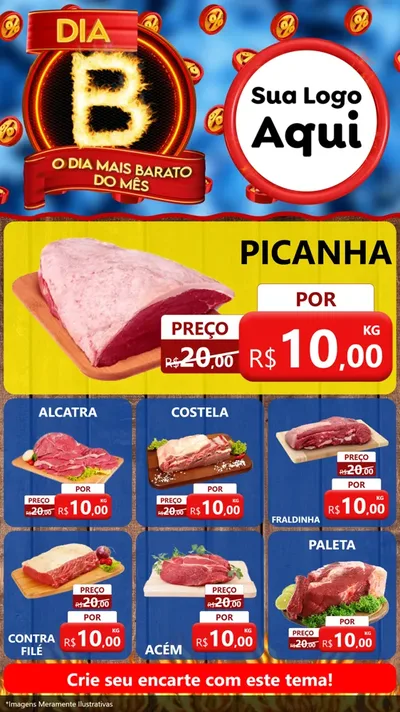 Modelo de Rede Social para Stories com o tema Dia B - O Dia Mais Barato Do Mês para Açougue