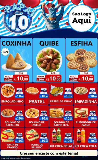 Modelo de Encarte para Encarte Grande com o tema Papai Nota 10 para Salgadaria