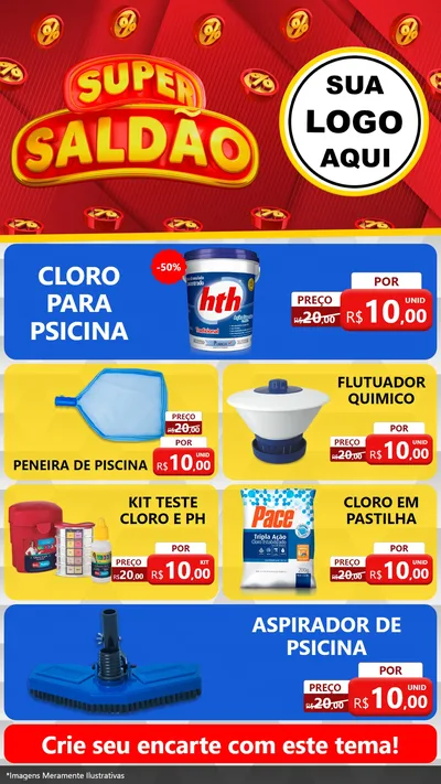 Modelo de TV para TV Vertical com o tema Super Saldão para Produtos para Piscina