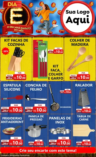 Modelo de Encarte para Encarte Grande com o tema Dia E - O Dia Mais Barato Do Mês para Utilidades Domésticas