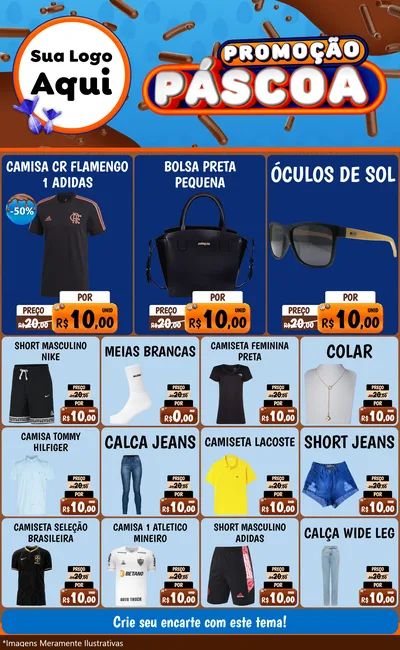 Modelo de Encarte para Encarte Grande com o tema Promoção Páscoa para Roupas e acessórios