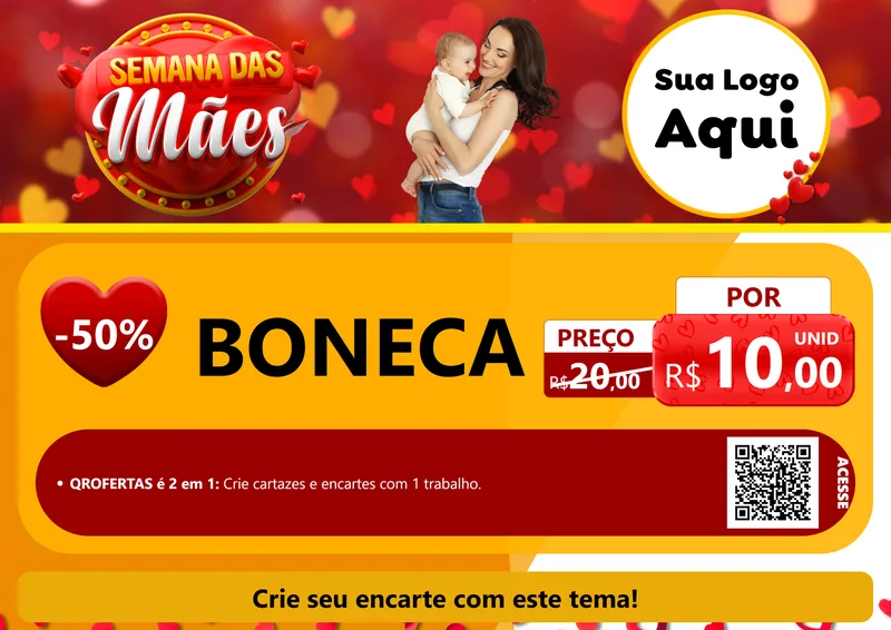 Modelo de Cartaz para Cartaz A4 Horizontal com o tema Semana das Mães para Brinquedos