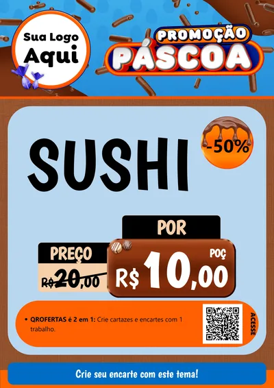 Modelo de Cartaz para Cartaz A4 Vertical com o tema Promoção Páscoa para Comida japonesa
