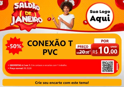 Modelo de Cartaz para Cartaz A4 Horizontal com o tema Saldão de Janeiro para Tubos e conexões