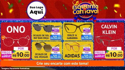 Modelo de TV para TV Horizontal com o tema Esquenta de Carnaval para Óticas
