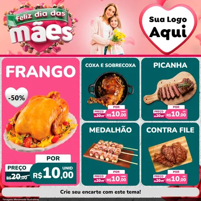 Modelo de Rede Social para Feed Facebook com o tema Feliz Dia das Mães para Assados
