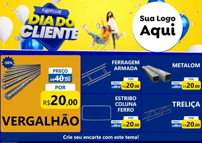 Modelo de Encarte para Encarte A4 Horizontal com o tema Especial Dia do Cliente para Ferragens