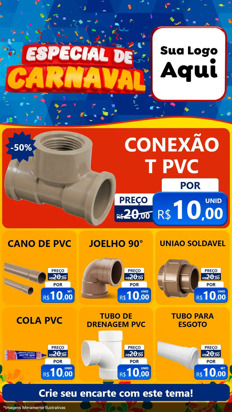 Modelo de Rede Social para Stories com o tema Especial de Carnaval para Tubos e conexões