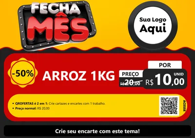 Modelo de Cartaz para Cartaz A4 Horizontal com o tema Fecha Mês para Supermercado