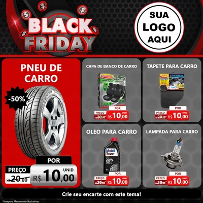 Modelo de Rede Social para Feed Facebook com o tema Black Friday para Auto peças