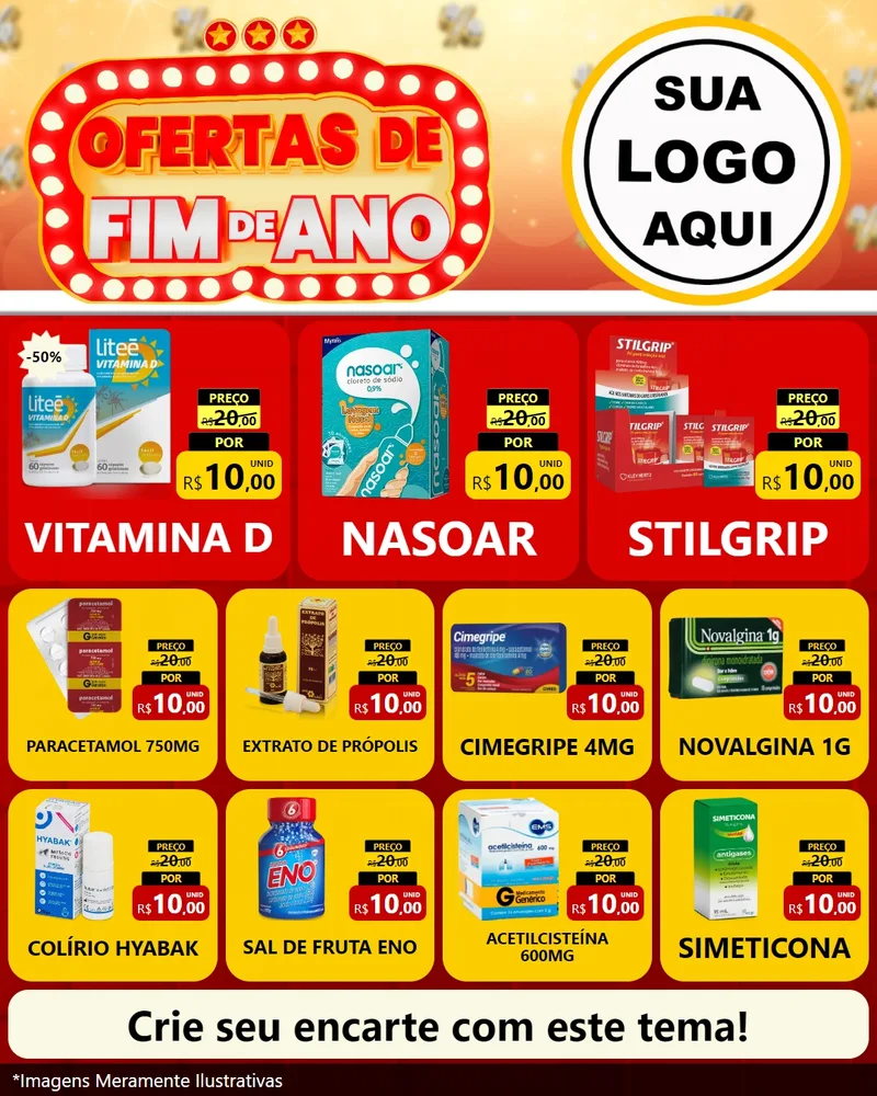 Modelo de Rede Social para Feed Instagram com o tema Ofertas de Fim de Ano para Farmácia