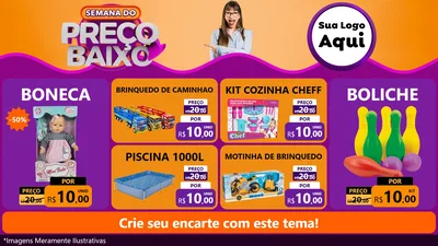Modelo de TV para TV Horizontal com o tema Semana do Preço Baixo para Brinquedos