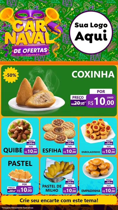 Modelo de Rede Social para Stories com o tema Carnaval de Ofertas para Salgadaria