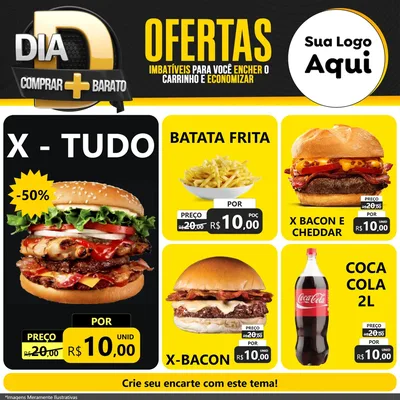 Modelo de Rede Social para Feed Facebook com o tema Dia D Mais Economia para Hamburgueria