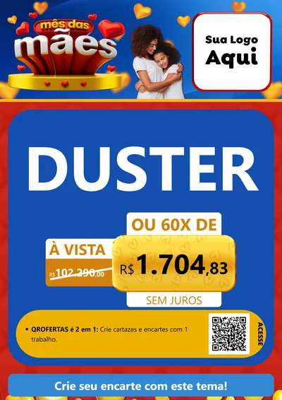Modelo de Cartaz para Cartaz A4 Vertical com o tema Mês das Mães para Concessionaria de Carros