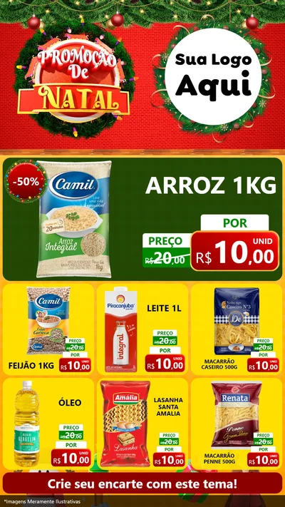 Modelo de Rede Social para Stories com o tema Promoção de Natal para Supermercado