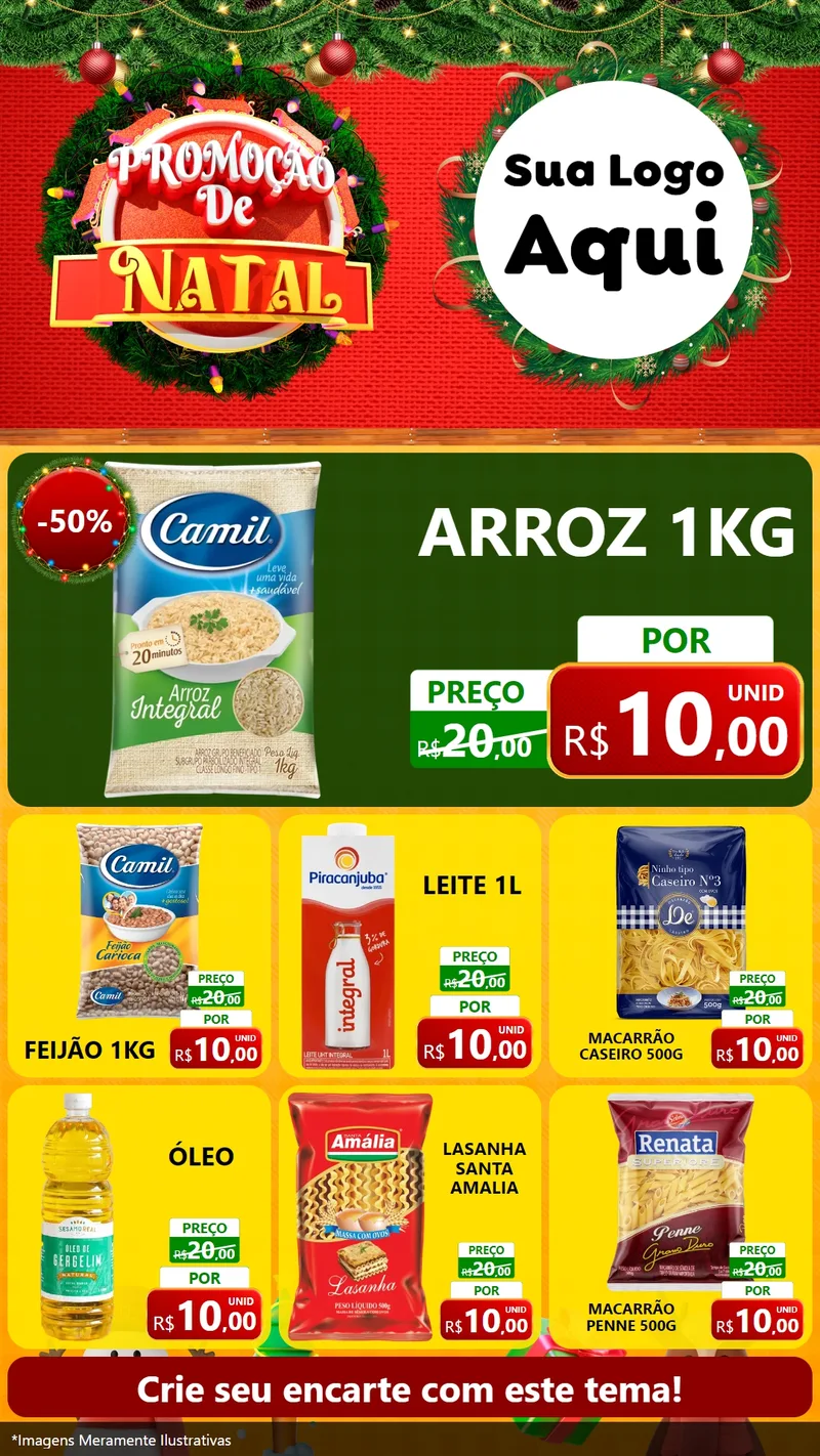 Modelo de Rede Social para Stories com o tema Promoção de Natal para Supermercado