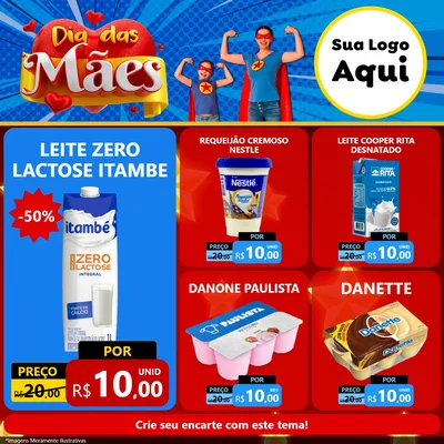 Modelo de Rede Social para Feed Facebook com o tema Dia das Mães para Frios e Laticínios