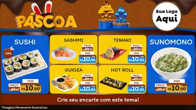 Modelo de TV para TV Horizontal com o tema Páscoa para Comida japonesa